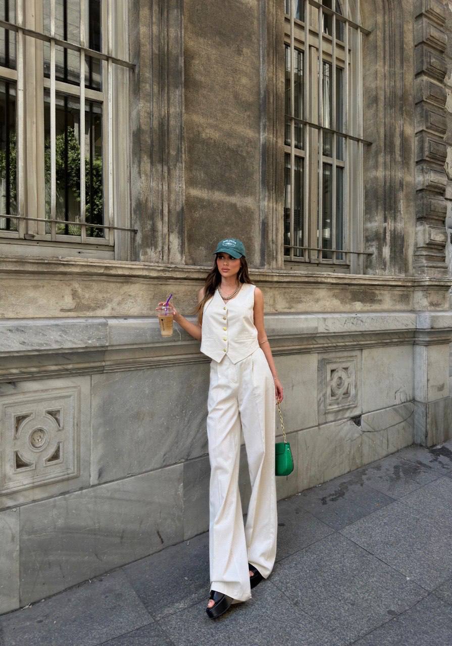 SB2311 i - Gold Buttoned Linen Set