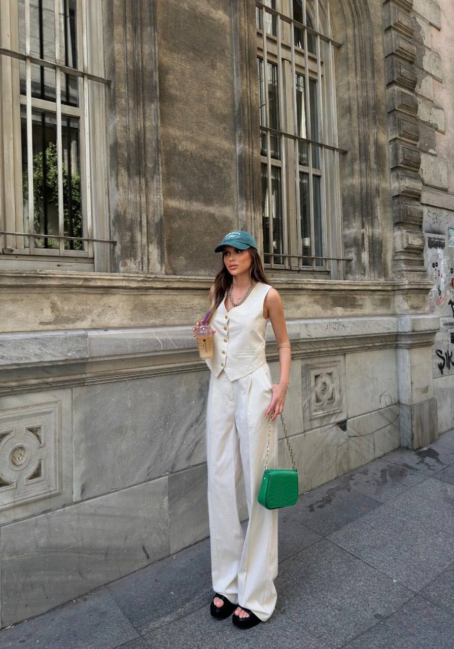 SB2311 i - Gold Buttoned Linen Set