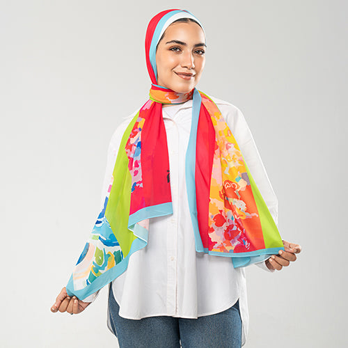 PC1128 - Colorful Printed Chiffon Scarf